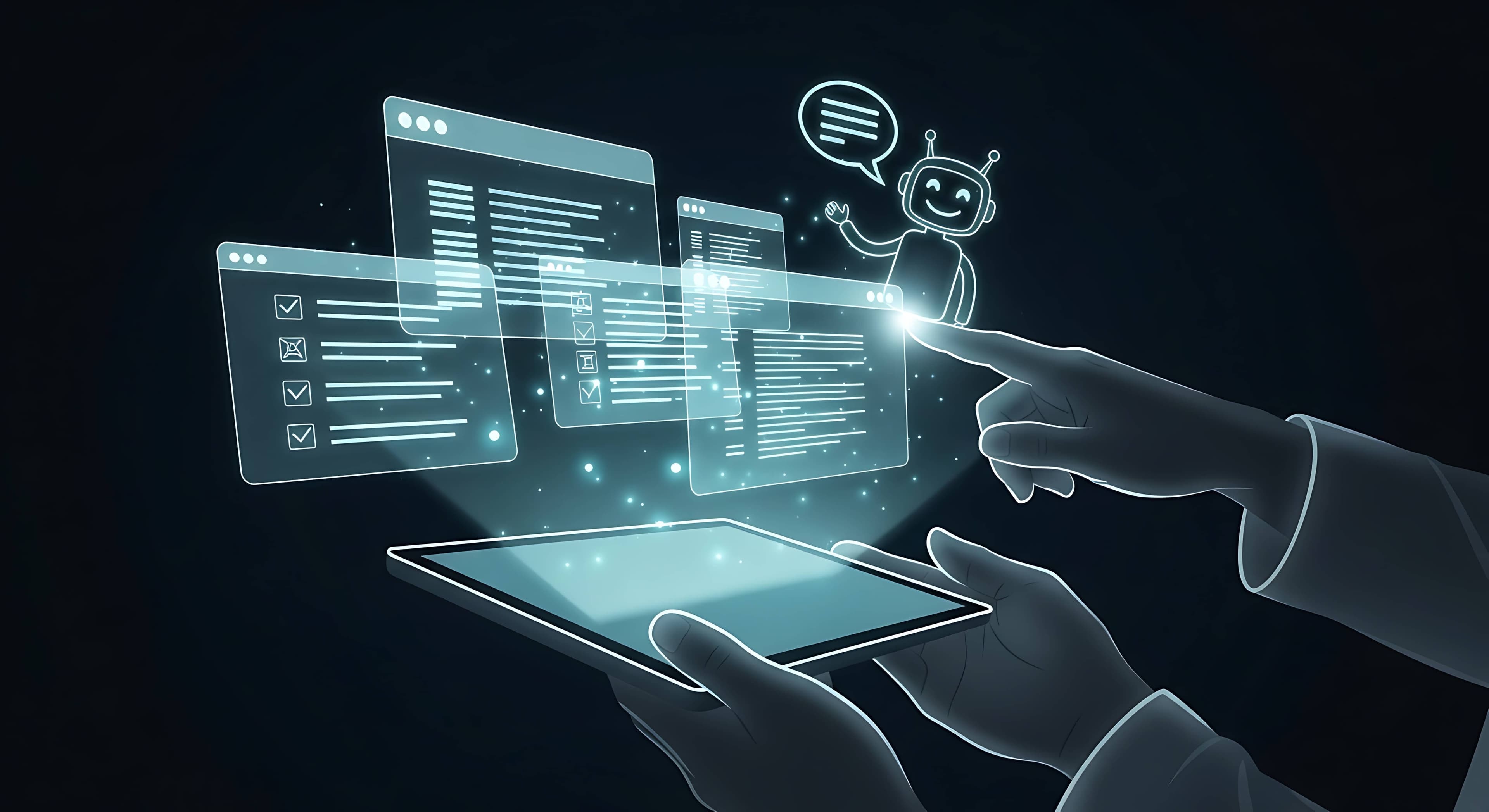 Illustration showing diverse users accessing a website through different assistive technologies